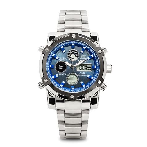 Stauer Blue Stone World Time Chronograph Wristwatch Model 